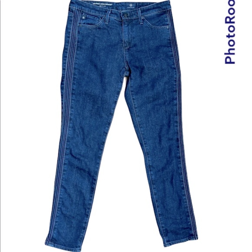 Women’s AG Adriano Goldschmeid Denim Blue Skinny Luxury Jeans denim striping, 27